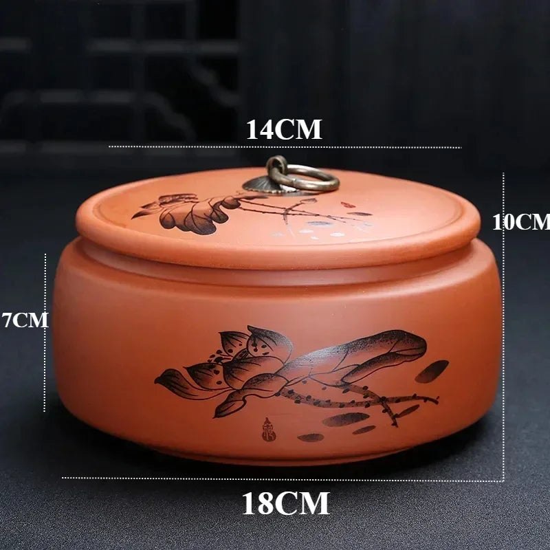 Coffee Canister Chinese Ceramics Tea Caddy Large Candy Storage Tank Portable Sealed Tea Jar Purple Clay Travel Tea Boxes