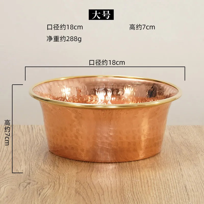 Tibetan Red Copper Bowl Handmade Deep Water Offering Vessel for Buddha Altar Table Desk Home Decor Feng Shui Meditation Gift