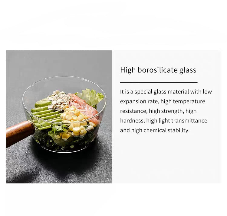 Glass Pot With Wooden Handle