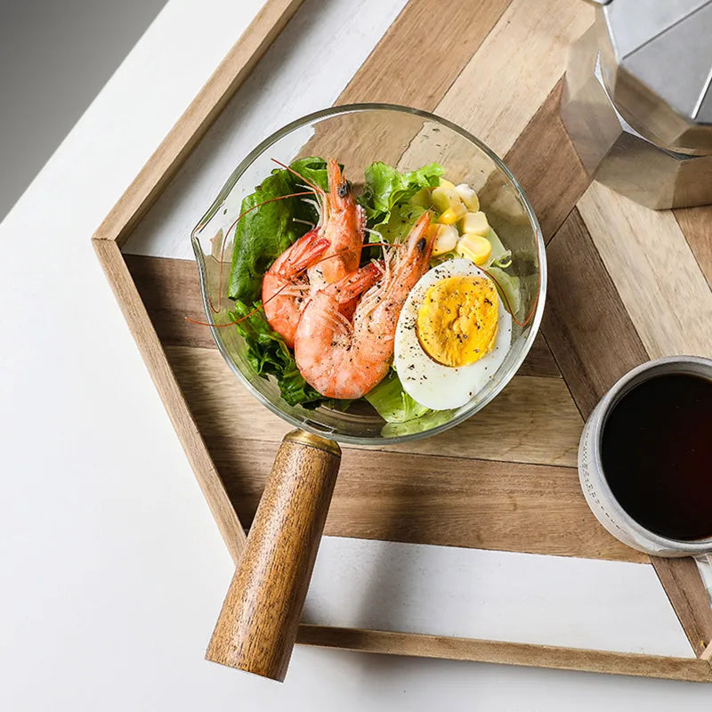 Glass Pot With Wooden Handle