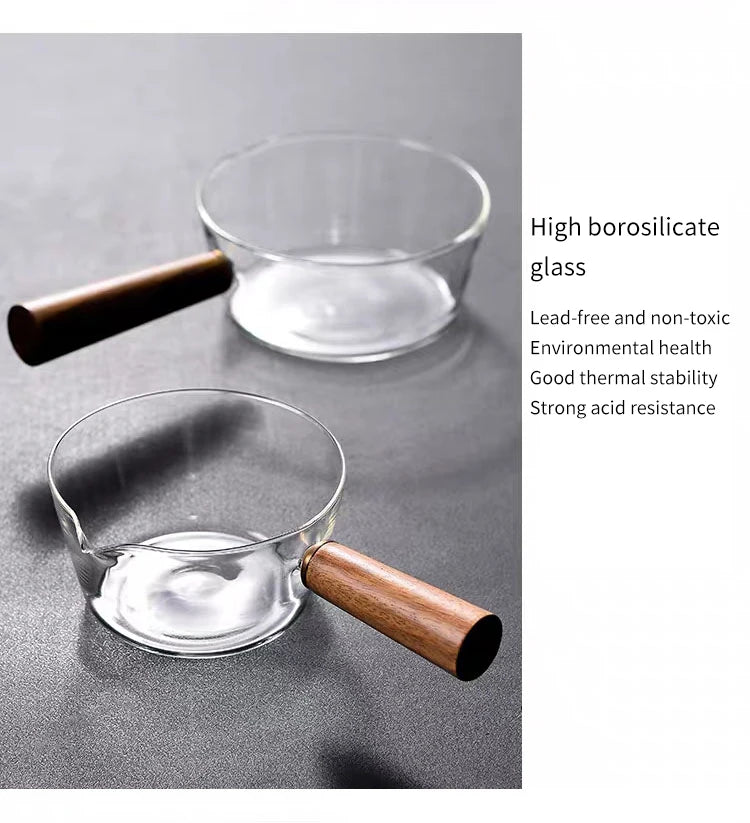 Glass Pot With Wooden Handle