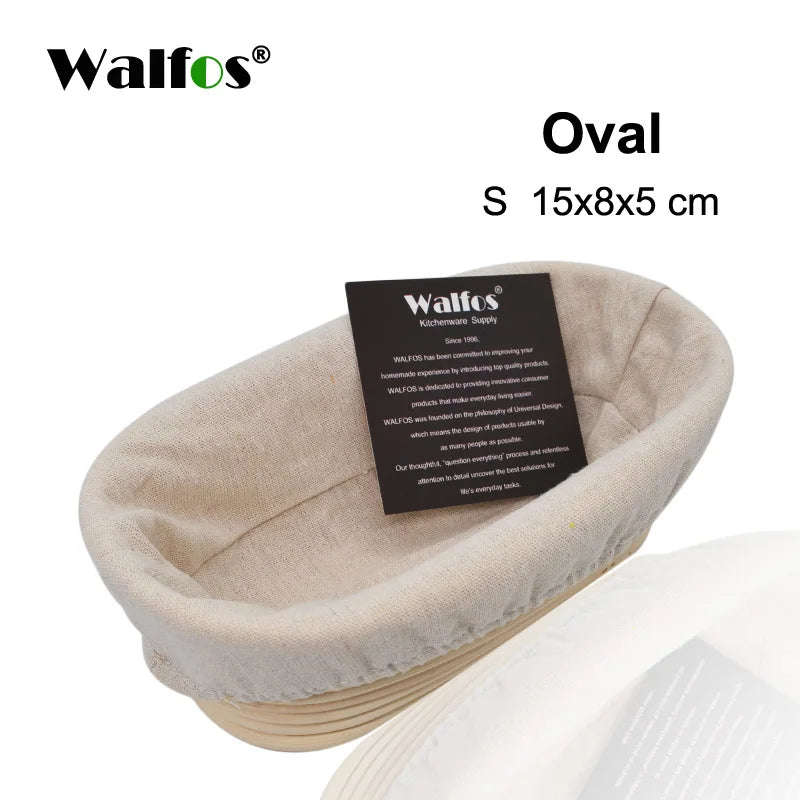 WALFOS Natural Rattan Fermentation Wicker Basket Dough Basket Baguette French Bread Basket Mass Fermentation Baskets Banneton