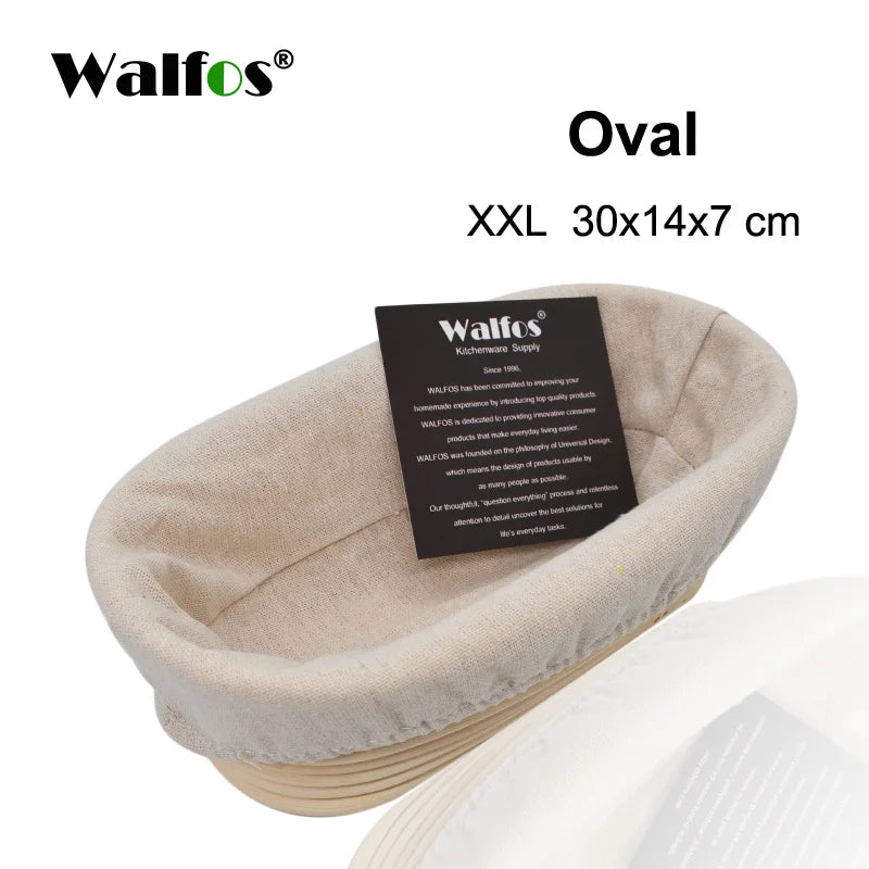 WALFOS Natural Rattan Fermentation Wicker Basket Dough Basket Baguette French Bread Basket Mass Fermentation Baskets Banneton