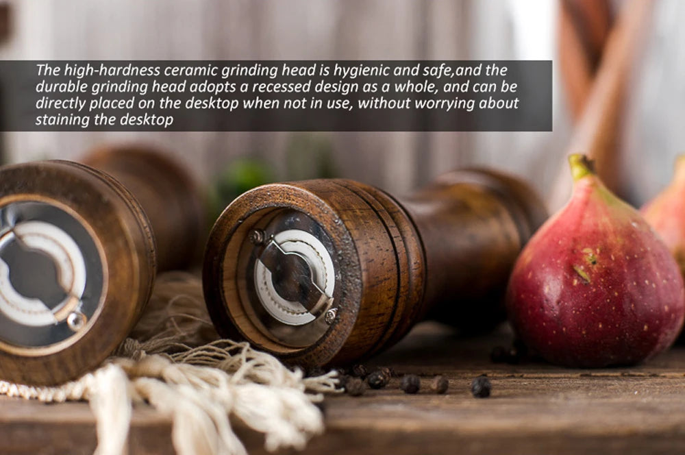 Classical Oak Wood Pepper Spice Mill Grinder Set
