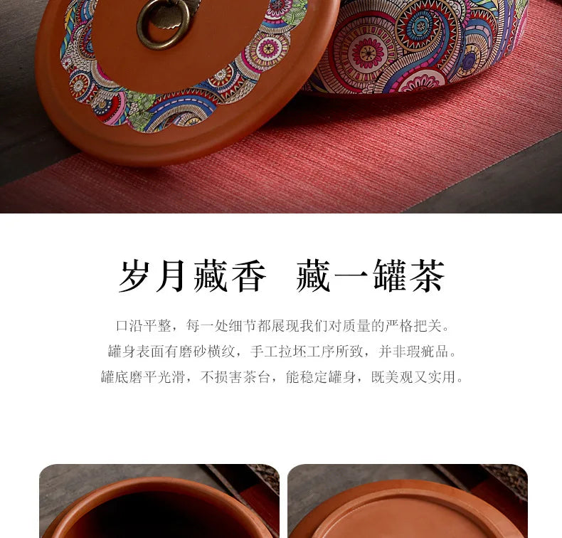 Coffee Canister Chinese Ceramics Tea Caddy Large Candy Storage Tank Portable Sealed Tea Jar Purple Clay Travel Tea Boxes