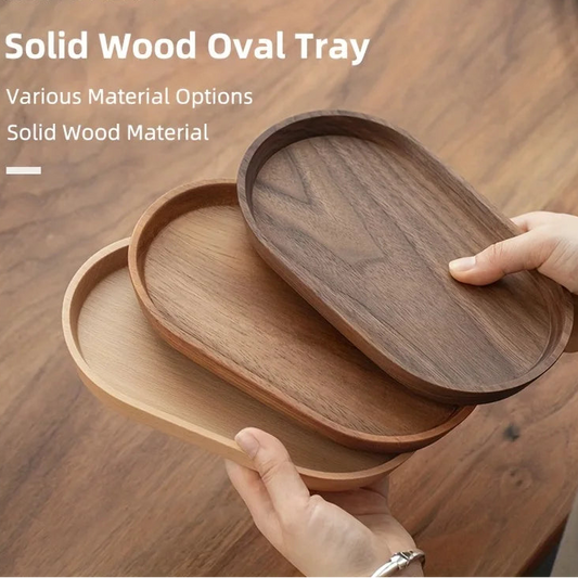 Solid Wood Round Dessert Plate Japanese-style