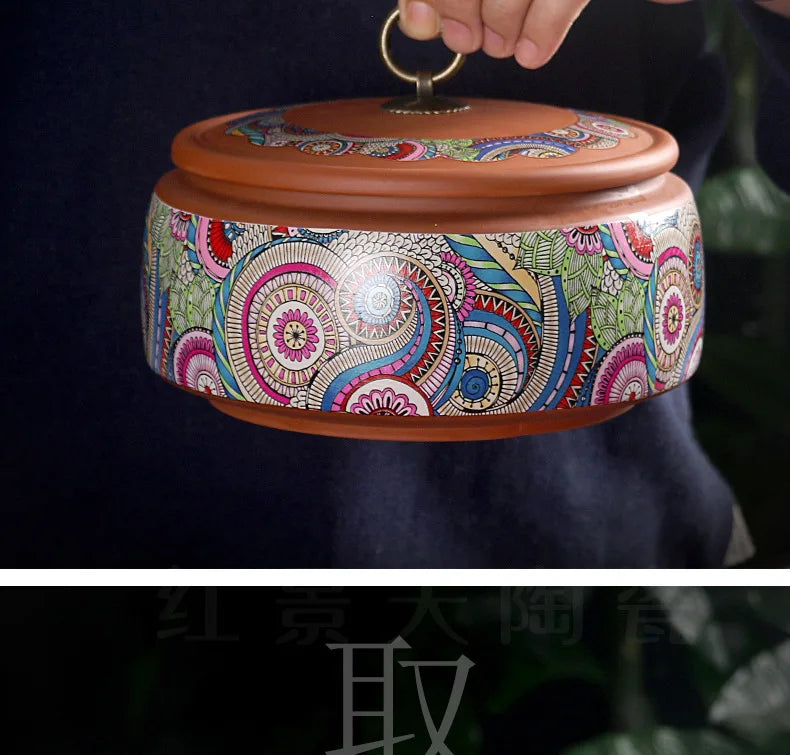 Coffee Canister Chinese Ceramics Tea Caddy Large Candy Storage Tank Portable Sealed Tea Jar Purple Clay Travel Tea Boxes