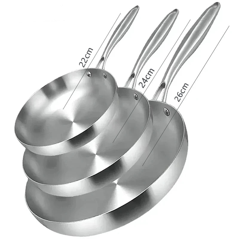 2/3PCS Frying Pan 22/24/26/28CM 304 Stainless Steel