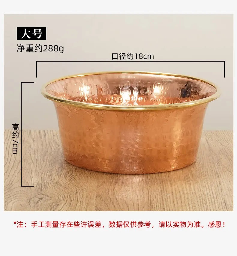 Tibetan Red Copper Bowl Handmade Deep Water Offering Vessel for Buddha Altar Table Desk Home Decor Feng Shui Meditation Gift
