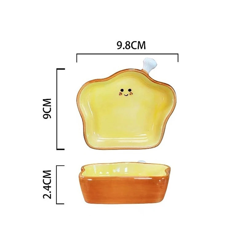 Cute Croissant Pattern Dessert Plate Ceramic Bread Plate Home Creative Plate Ceramic Seasoning Plate Dipping Plate