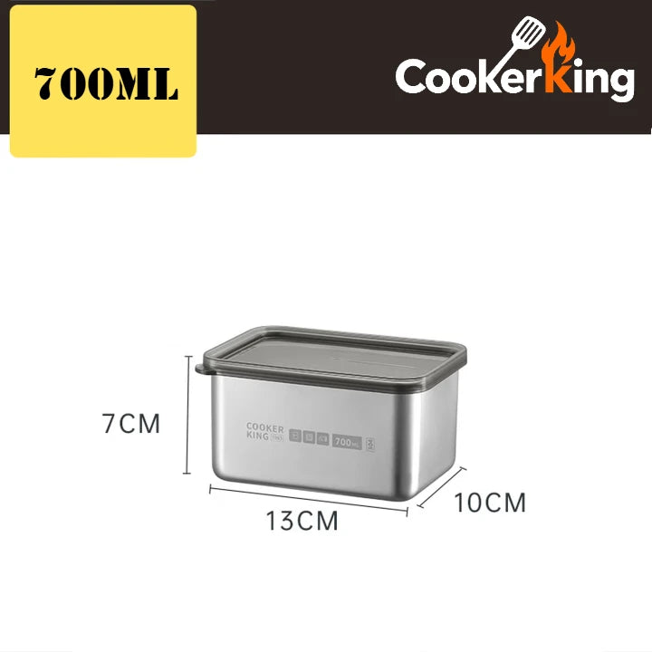 COOKER KinG Preservation Box 304 Stainless Steel Refrigerator Specific Sealed Storage Container with Lid Fruit Office Lunch Box