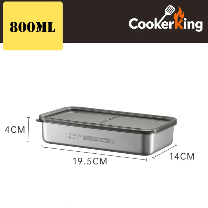 COOKER KinG Preservation Box 304 Stainless Steel Refrigerator Specific Sealed Storage Container with Lid Fruit Office Lunch Box
