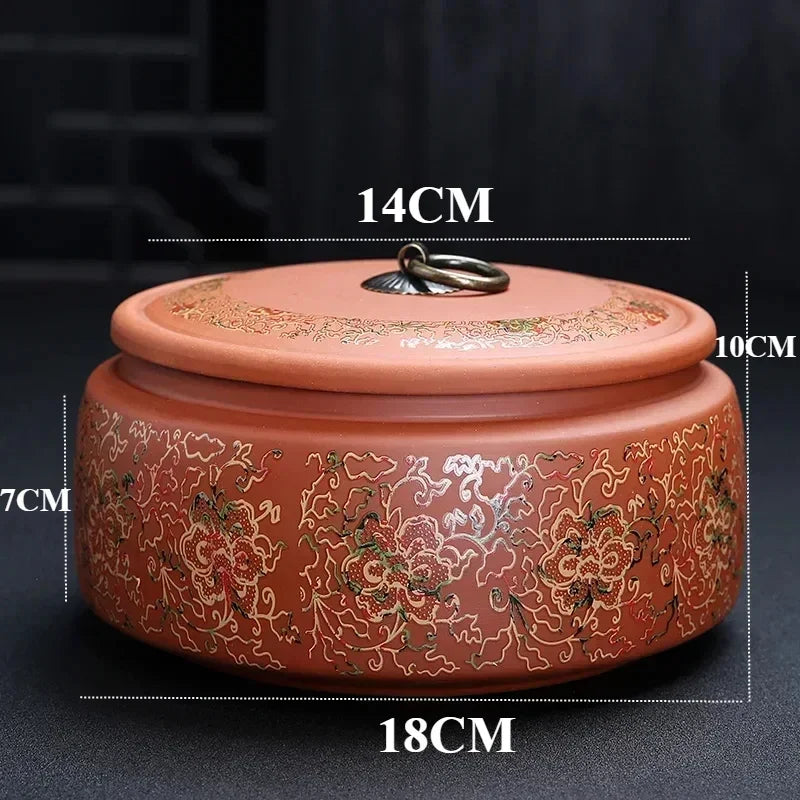 Coffee Canister Chinese Ceramics Tea Caddy Large Candy Storage Tank Portable Sealed Tea Jar Purple Clay Travel Tea Boxes