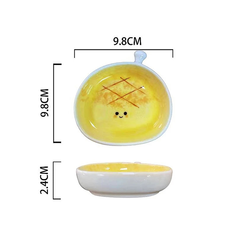 Cute Croissant Pattern Dessert Plate Ceramic Bread Plate Home Creative Plate Ceramic Seasoning Plate Dipping Plate