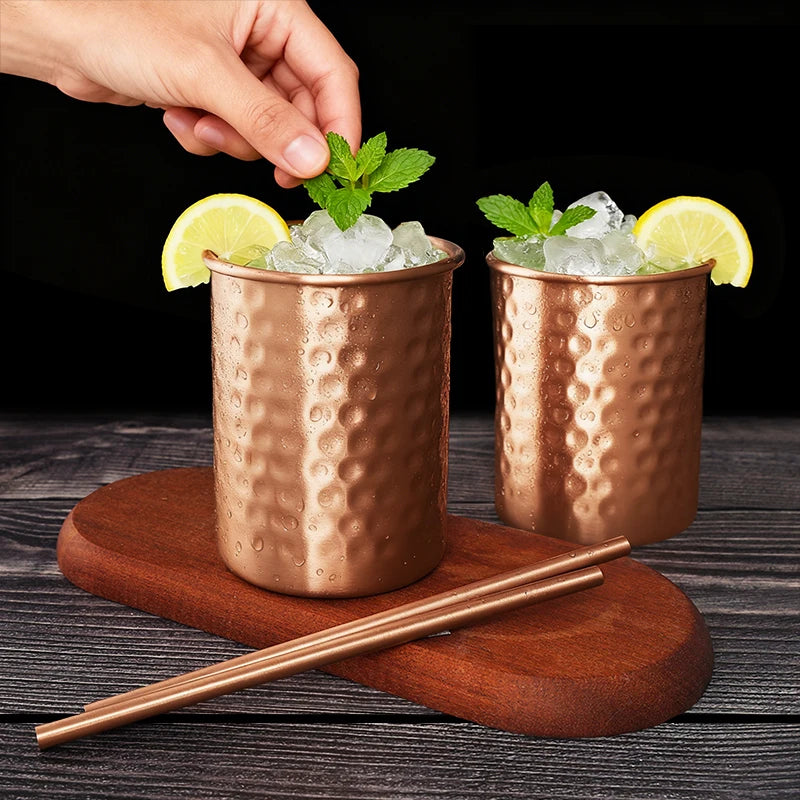 Copper Moscow Mule Mug With Straw 2/4PCS