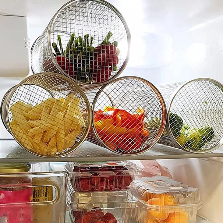 BBQ Basket Stainless Steel Rolling Grilling Basket