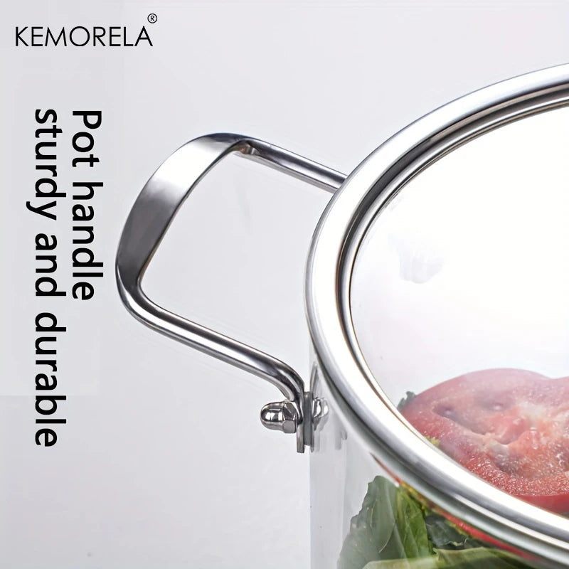 KEMORELA 1PCS Glass Cooking Pot 2.5L/3.5L Heat Resistant Simmer Pot Dual Handles Pots with Pot Lid Borosilicate Glass Cookware