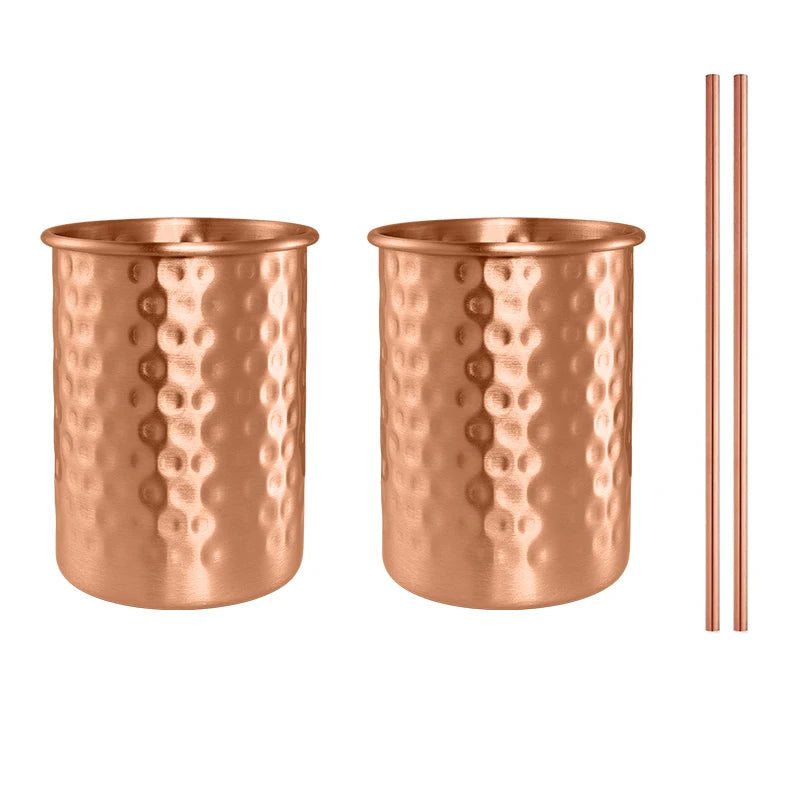 Copper Moscow Mule Mug With Straw 2/4PCS