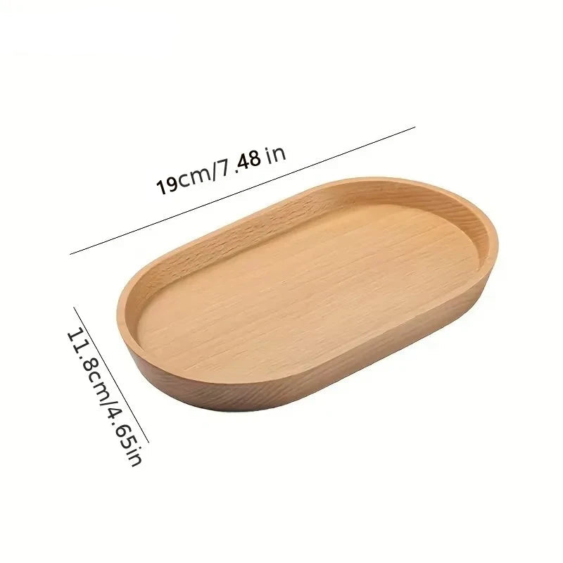 Solid Wood Round Dessert Plate Japanese-style
