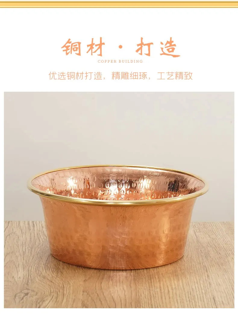 Tibetan Red Copper Bowl Handmade Deep Water Offering Vessel for Buddha Altar Table Desk Home Decor Feng Shui Meditation Gift