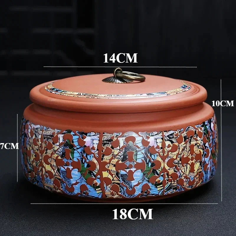 Coffee Canister Chinese Ceramics Tea Caddy Large Candy Storage Tank Portable Sealed Tea Jar Purple Clay Travel Tea Boxes