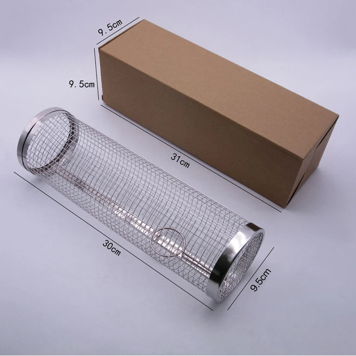BBQ Basket Stainless Steel Rolling Grilling Basket