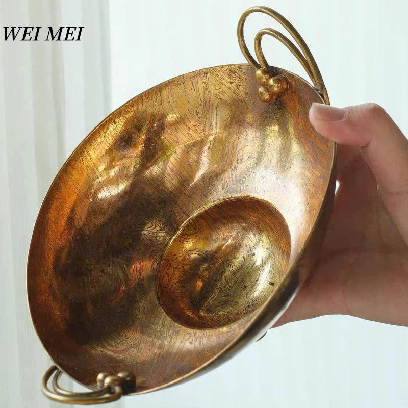 Handcrafted Copperware Minimalist Style Copper Tray Four-Legged Fruit Bowl Exquisite Living Room Coffee Table Home Snack Tray