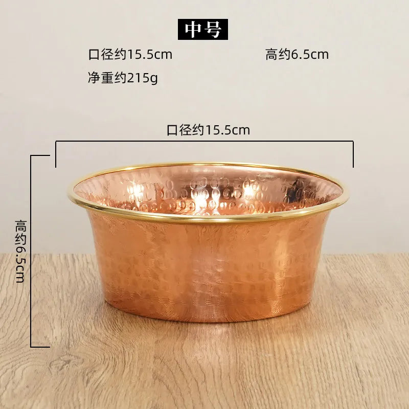 Tibetan Red Copper Bowl Handmade Deep Water Offering Vessel for Buddha Altar Table Desk Home Decor Feng Shui Meditation Gift
