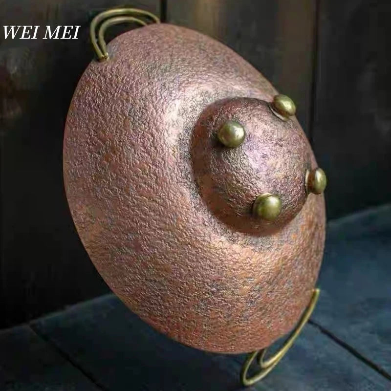 Handcrafted Copperware Minimalist Style Copper Tray Four-Legged Fruit Bowl Exquisite Living Room Coffee Table Home Snack Tray