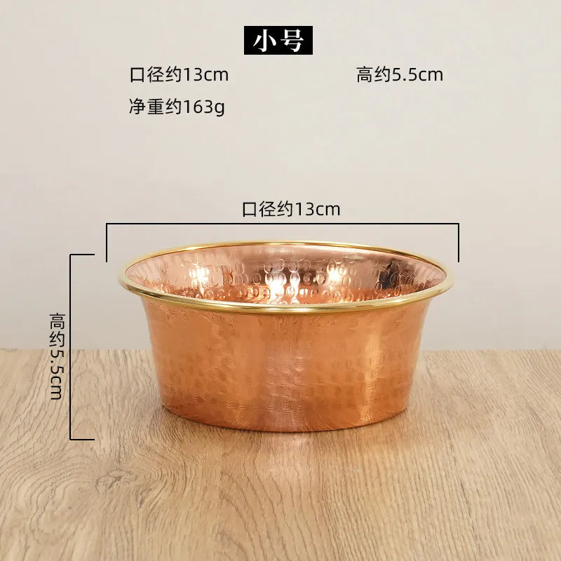 Tibetan Red Copper Bowl Handmade Deep Water Offering Vessel for Buddha Altar Table Desk Home Decor Feng Shui Meditation Gift