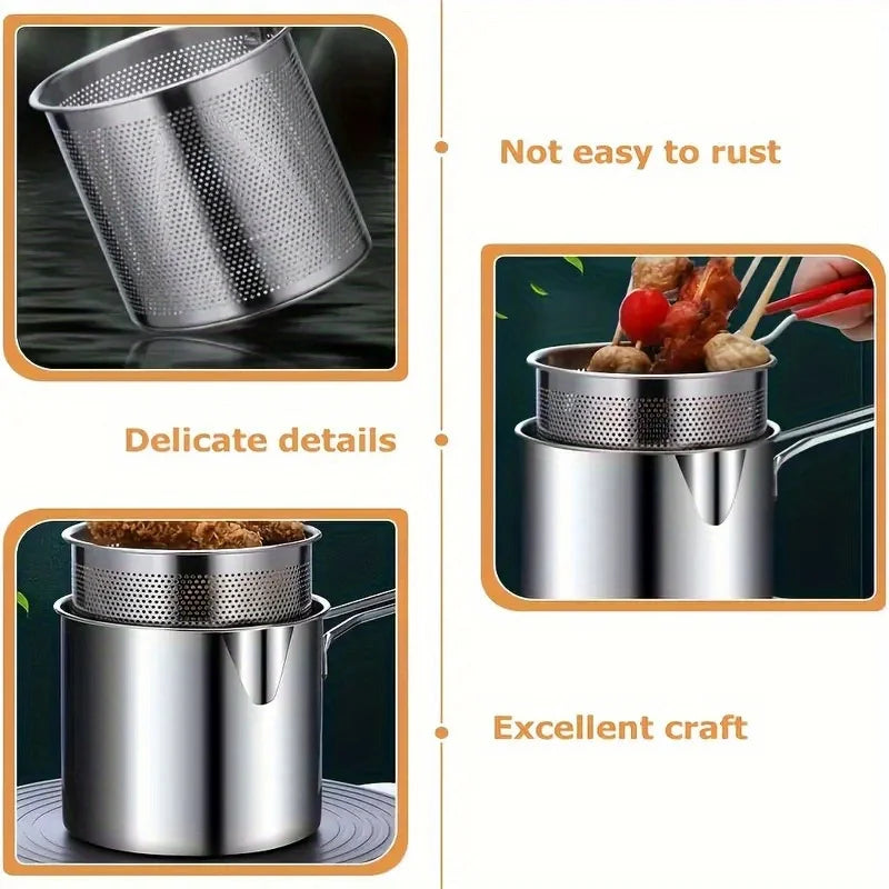 3-Piece Skewer Pan Set for BBQ & Tempura, No Electricity Needed with Vented Lid, Stainless Steel Home Cooking Kit