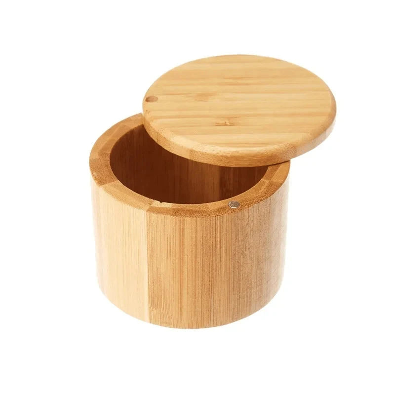 Bamboo Wooden Spices Box with Magnetic Swivel Lid