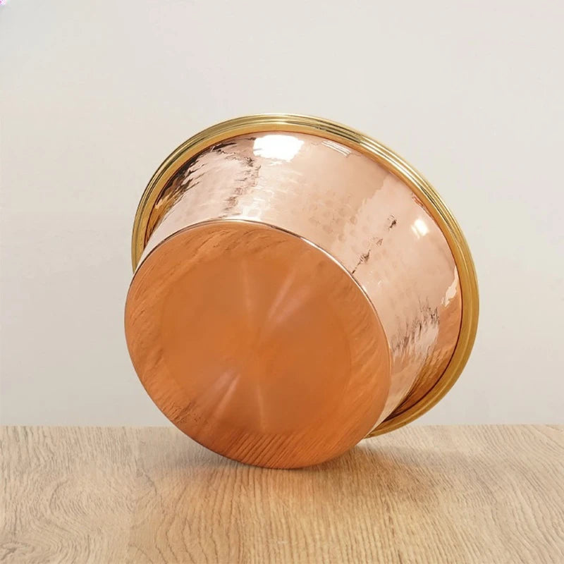 Tibetan Red Copper Bowl Handmade Deep Water Offering Vessel for Buddha Altar Table Desk Home Decor Feng Shui Meditation Gift
