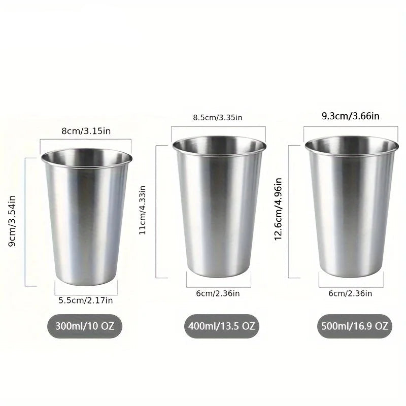 4PCS Stainless Steel Cups 300/400/500ML