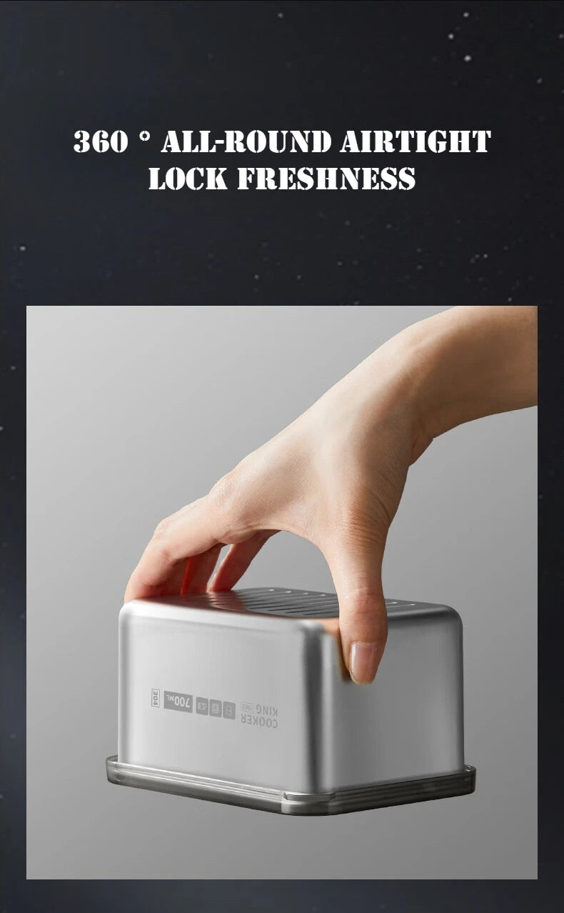 COOKER KinG Preservation Box 304 Stainless Steel Refrigerator Specific Sealed Storage Container with Lid Fruit Office Lunch Box