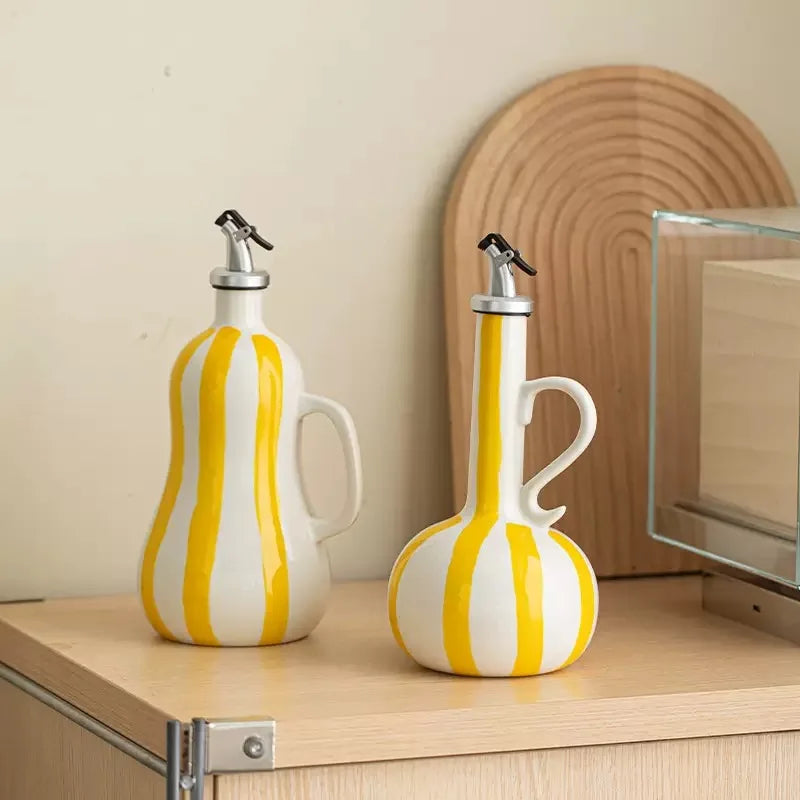 BPA-Free Olive Oil Dispenser Underglaze Embossed Ceramic Oil Vinegar Can Kitchen Accessories Storage Dispenser Container Bottle