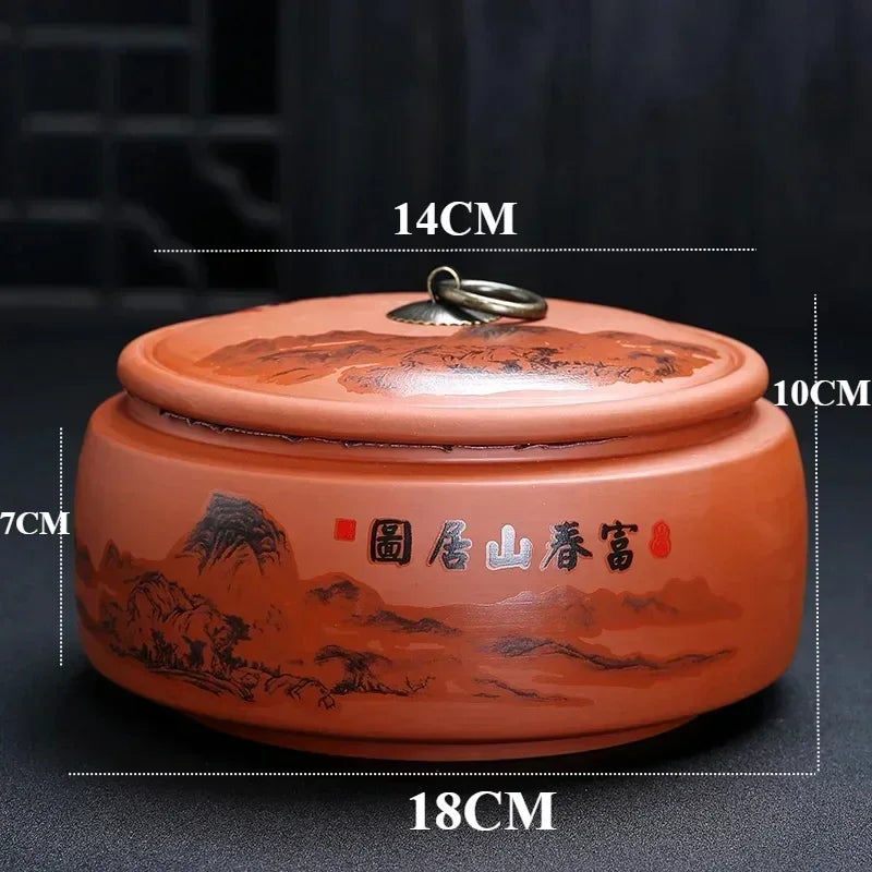 Coffee Canister Chinese Ceramics Tea Caddy Large Candy Storage Tank Portable Sealed Tea Jar Purple Clay Travel Tea Boxes
