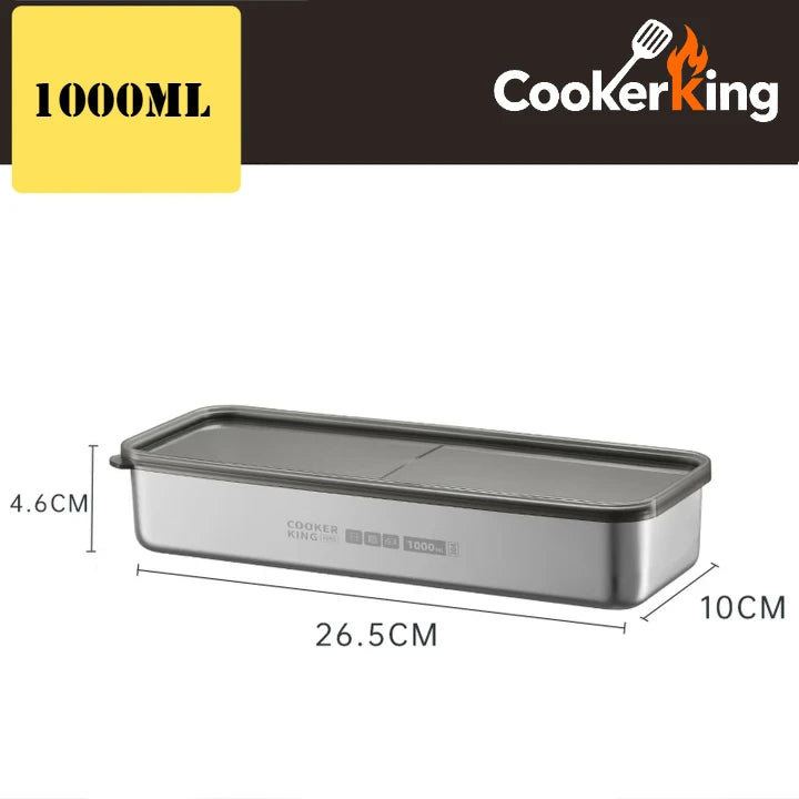 COOKER KinG Preservation Box 304 Stainless Steel Refrigerator Specific Sealed Storage Container with Lid Fruit Office Lunch Box