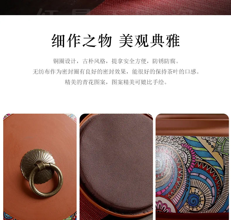 Coffee Canister Chinese Ceramics Tea Caddy Large Candy Storage Tank Portable Sealed Tea Jar Purple Clay Travel Tea Boxes