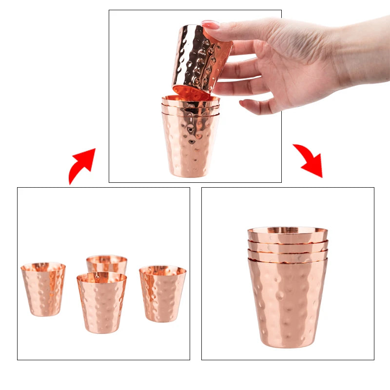 4Pcs New 100% Copper Cups Pure Solid