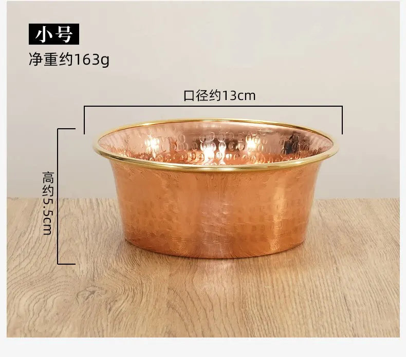 Tibetan Red Copper Bowl Handmade Deep Water Offering Vessel for Buddha Altar Table Desk Home Decor Feng Shui Meditation Gift
