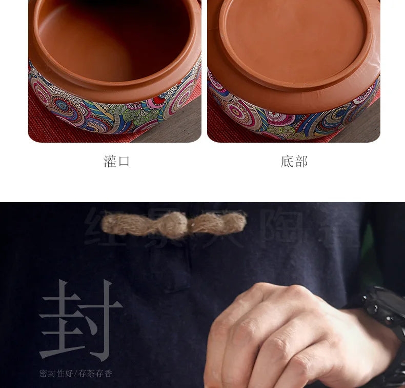 Coffee Canister Chinese Ceramics Tea Caddy Large Candy Storage Tank Portable Sealed Tea Jar Purple Clay Travel Tea Boxes