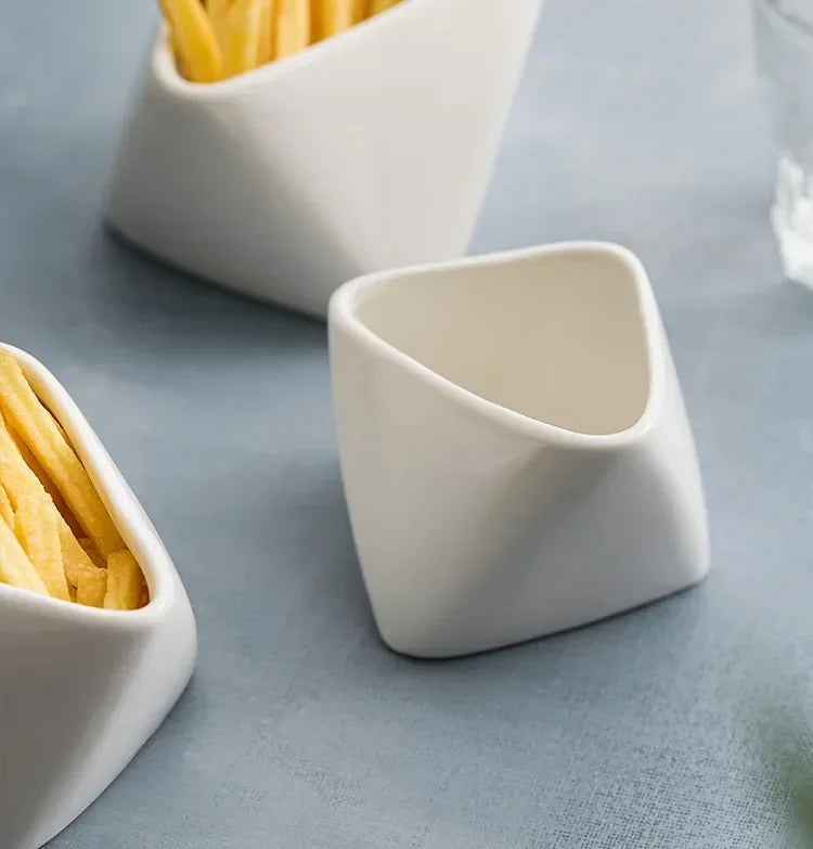 Three-dimensional folded French fries Cup ceramic cooking bowl characteristic hotel tableware snack plate dipping sauce.