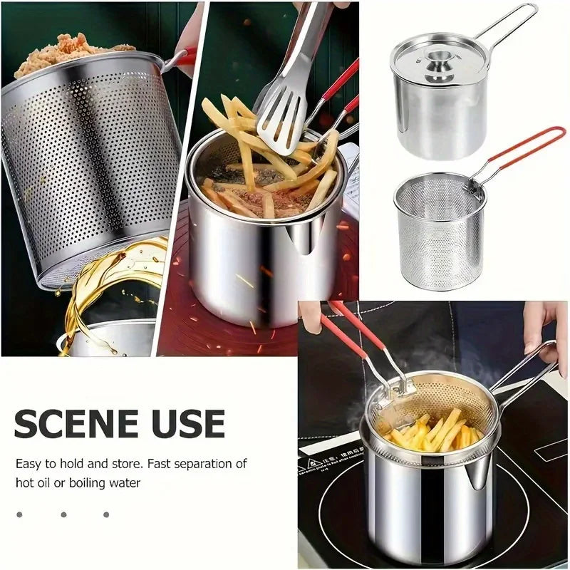 3-Piece Skewer Pan Set for BBQ & Tempura, No Electricity Needed with Vented Lid, Stainless Steel Home Cooking Kit