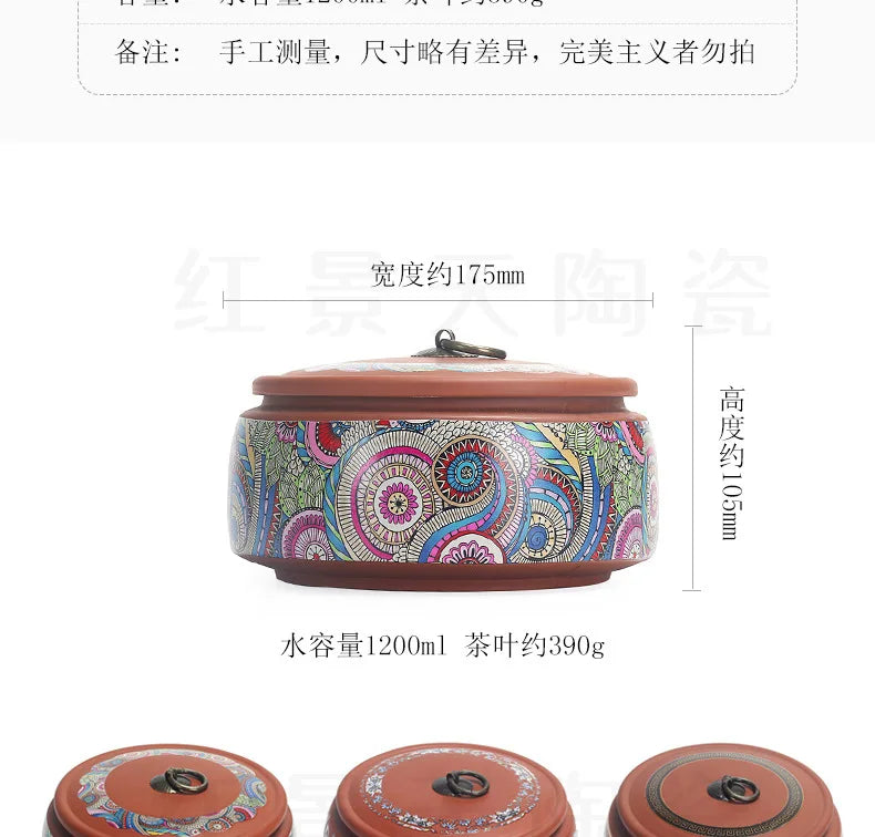 Coffee Canister Chinese Ceramics Tea Caddy Large Candy Storage Tank Portable Sealed Tea Jar Purple Clay Travel Tea Boxes