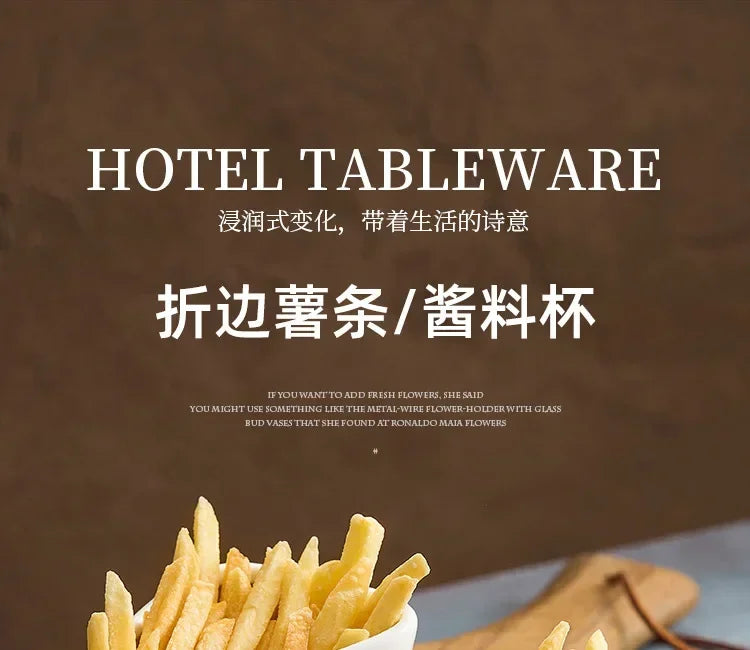 Three-dimensional folded French fries Cup ceramic cooking bowl characteristic hotel tableware snack plate dipping sauce.