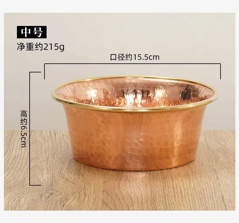 Tibetan Red Copper Bowl Handmade Deep Water Offering Vessel for Buddha Altar Table Desk Home Decor Feng Shui Meditation Gift