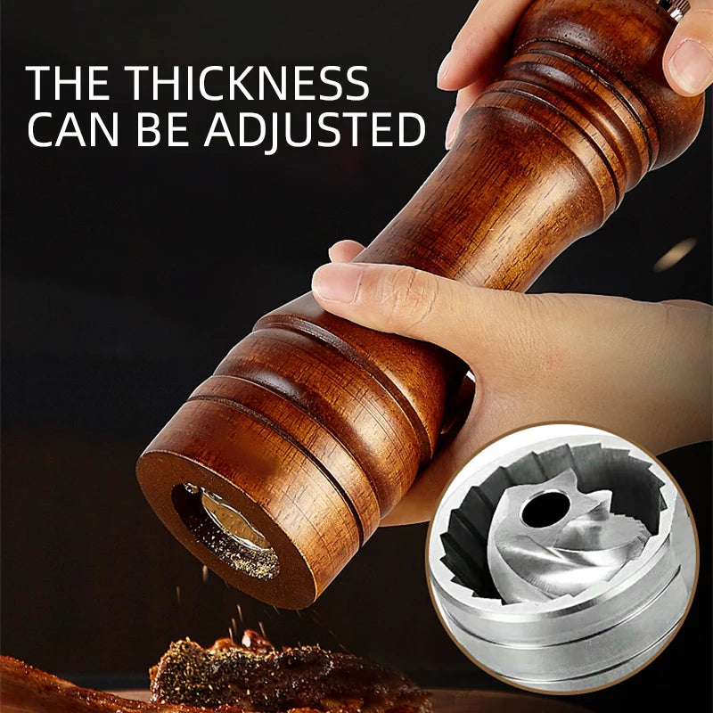 Classical Oak Wood Pepper Spice Mill Grinder Set