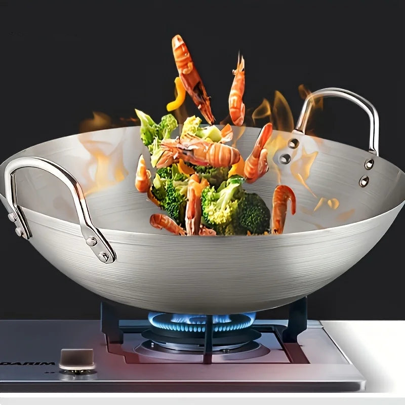 Stainless Steel Wok Uncoated 26/28/30/32/34cm