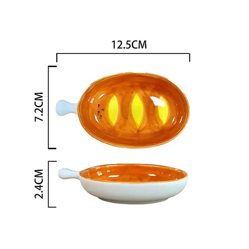 Cute Croissant Pattern Dessert Plate Ceramic Bread Plate Home Creative Plate Ceramic Seasoning Plate Dipping Plate